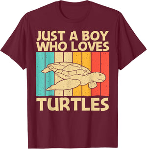 Cool Turtle Design For Boys Kids Sea Turtle Aquatic Animal T-Shirt - T-Shirt | Maroon