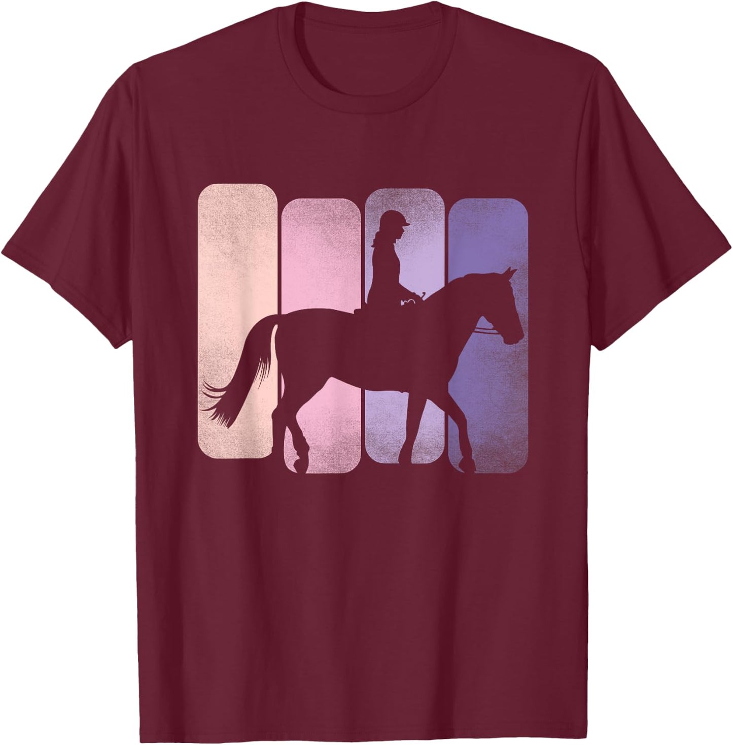 Horse Riding Horsewoman Equestrian Girl Horses T-Shirt - T-Shirt | Maroon