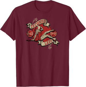 Pinup Tattoo Lady Vintage Retro Ink Sideshow Retro-a-go-go T-Shirt - T-Shirt | Maroon