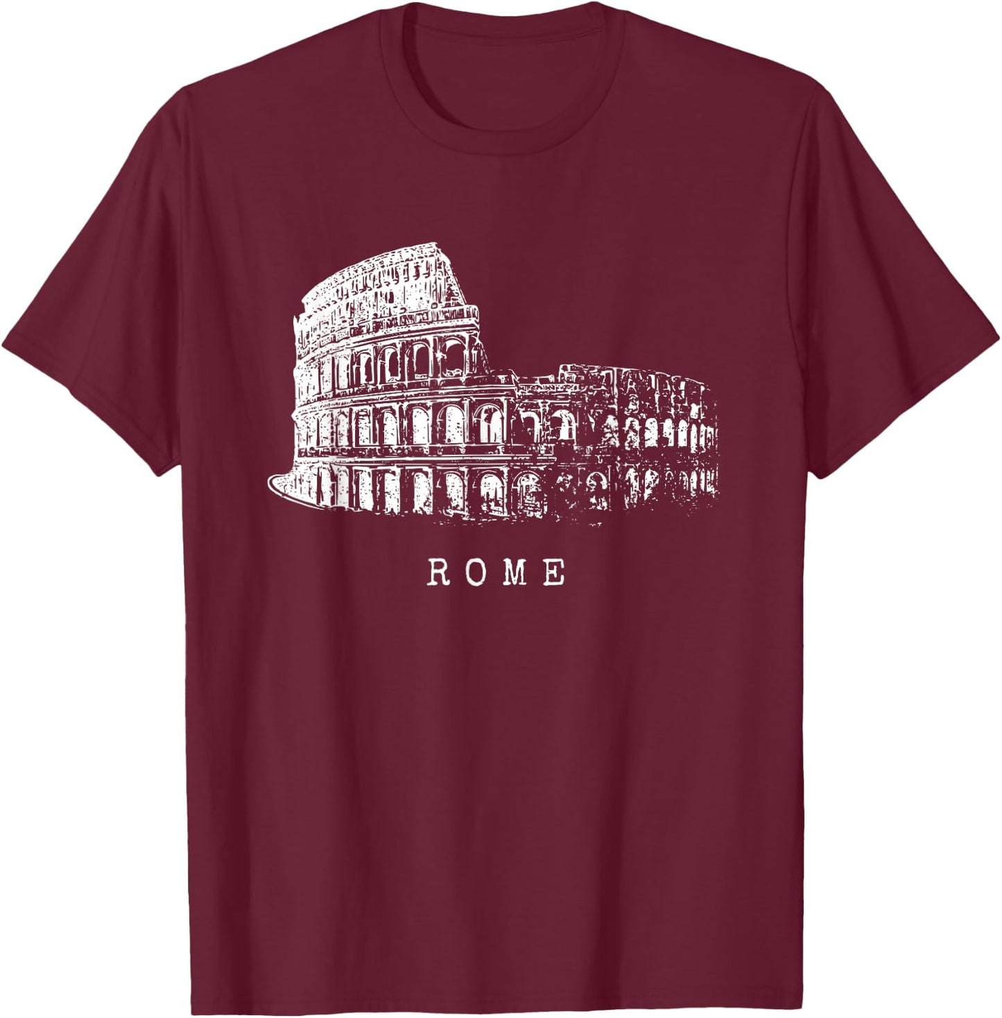 Rome Colosseum Vintage Skyline Italy Fan I Love Roma T-Shirt - T-Shirt | Maroon