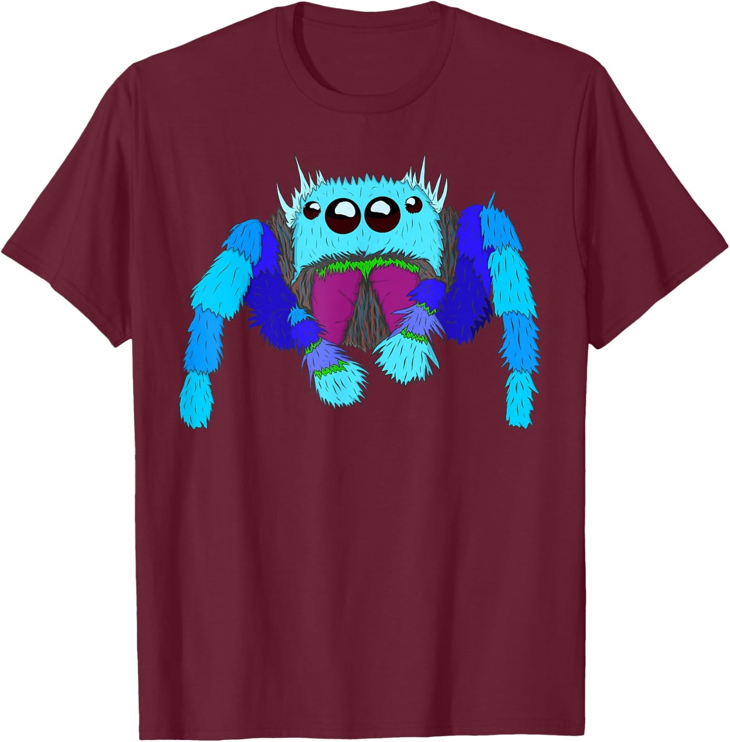 Jumping Spider , Cool Spider Face T-Shirt - T-Shirt | Maroon