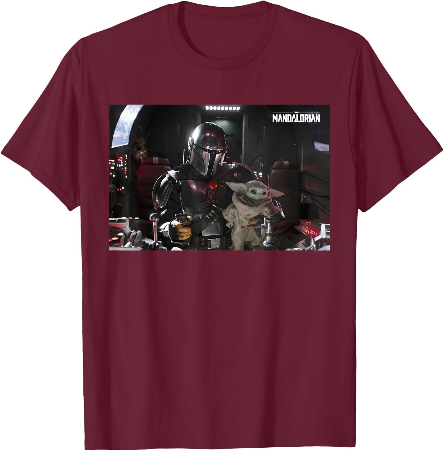Star Wars The Mandalorian and Grogu Pilot and Co-Pilot T-Shirt - T-Shirt | Maroon