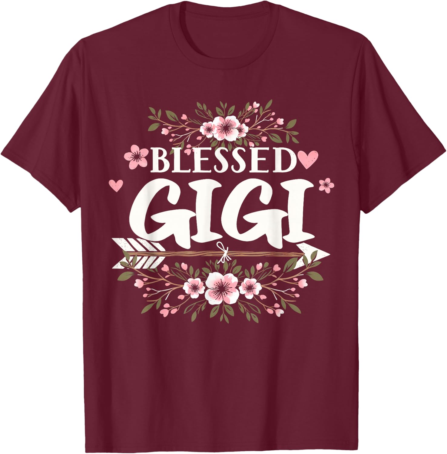 Blessed Gigi Grandma Life Flower Mothers Day 2026 Women T-Shirt - T-Shirt | Maroon