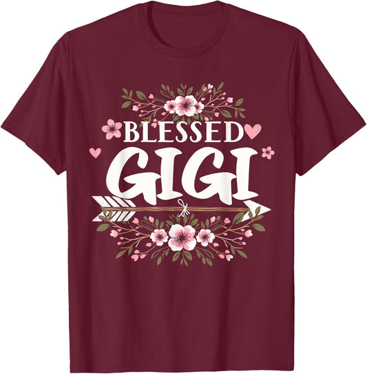 Blessed Gigi Grandma Life Flower Mothers Day 2026 Women T-Shirt - T-Shirt | Maroon