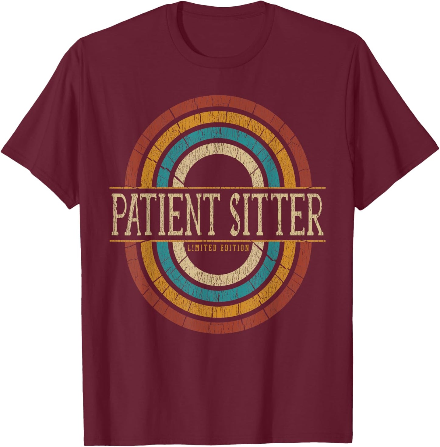 Patient Sitter Vintage Retro T-Shirt - T-Shirt | Maroon