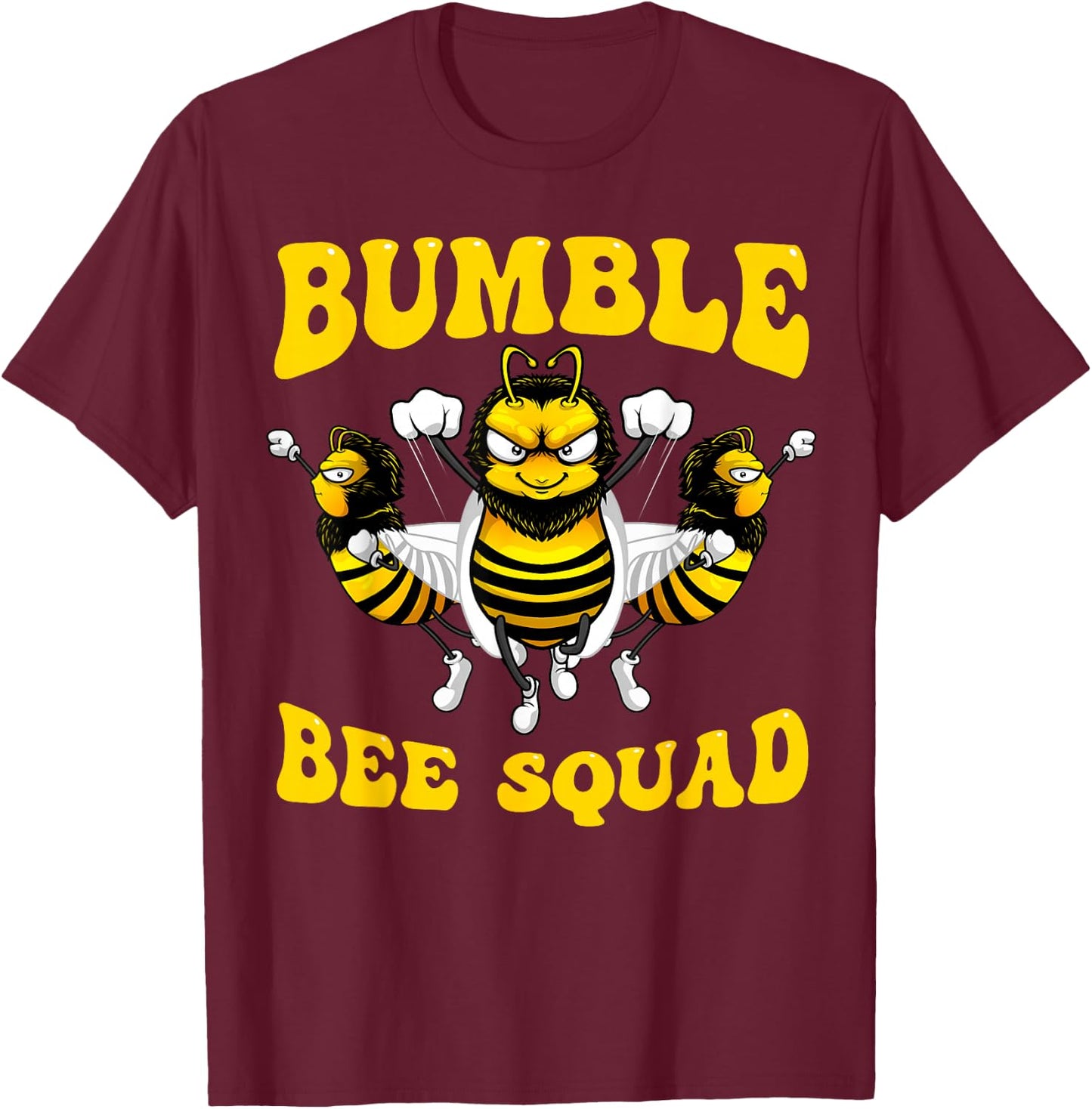 Funny Bumble Bee Design For Kids Men Women Bee Squad Buddies T-Shirt - T-Shirt | Maroon