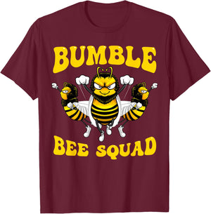 Funny Bumble Bee Design For Kids Men Women Bee Squad Buddies T-Shirt - T-Shirt | Maroon