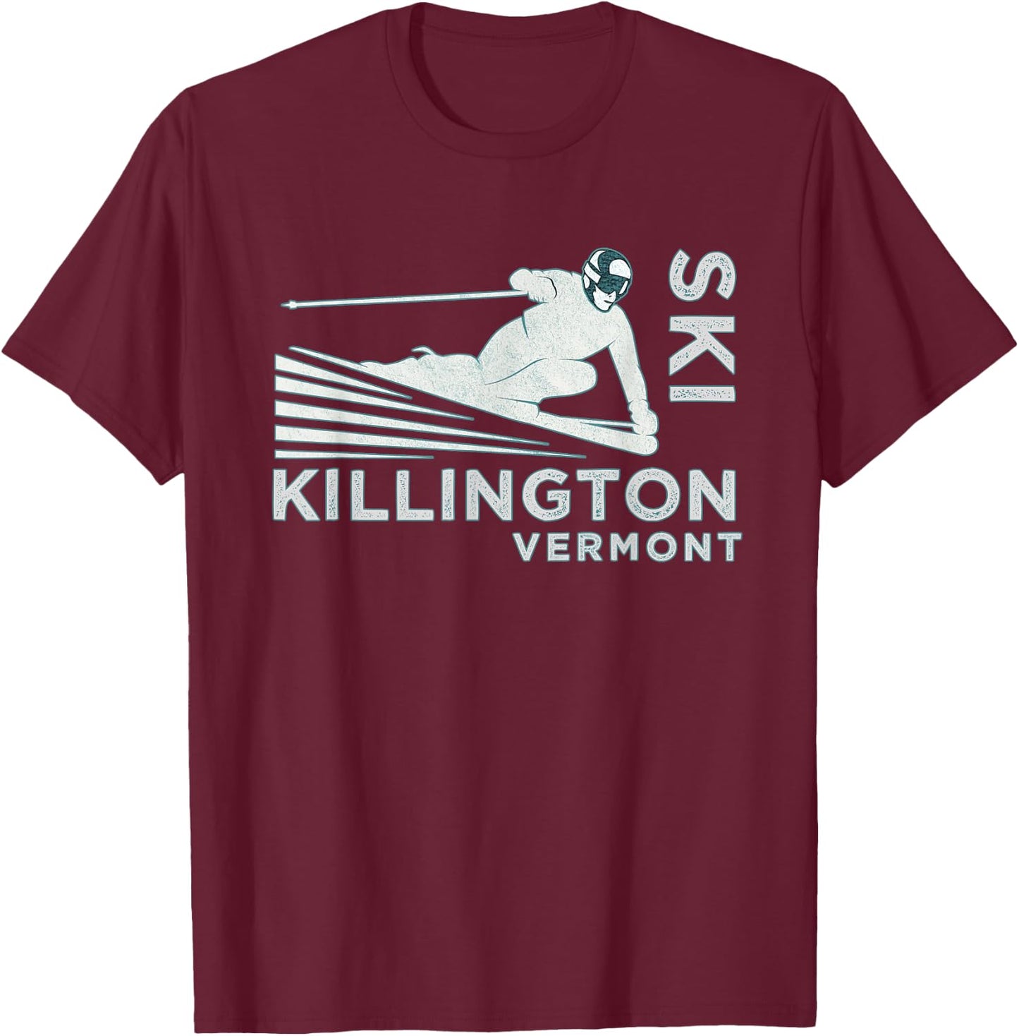 Ski Killington, Vermont - Vintage Snow Ski Shirt T-Shirt - T-Shirt | Maroon