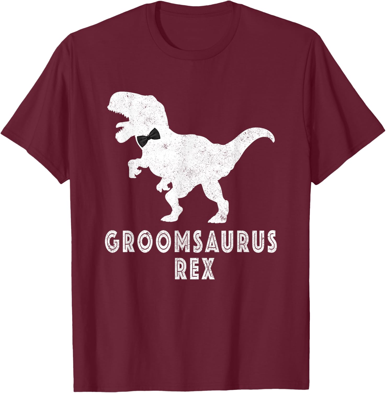 Bride Dinosaur Rex Groomsaurus Groom Engagement T-Shirt - T-Shirt | Maroon
