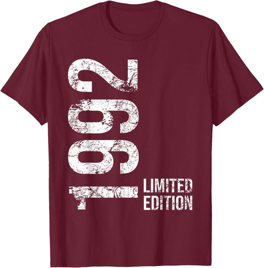 33rd Birthday 33 Years Old Man Woman Vintage 1992 T-Shirt - T-Shirt | Maroon