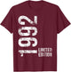 33rd Birthday 33 Years Old Man Woman Vintage 1992 T-Shirt - T-Shirt | Maroon