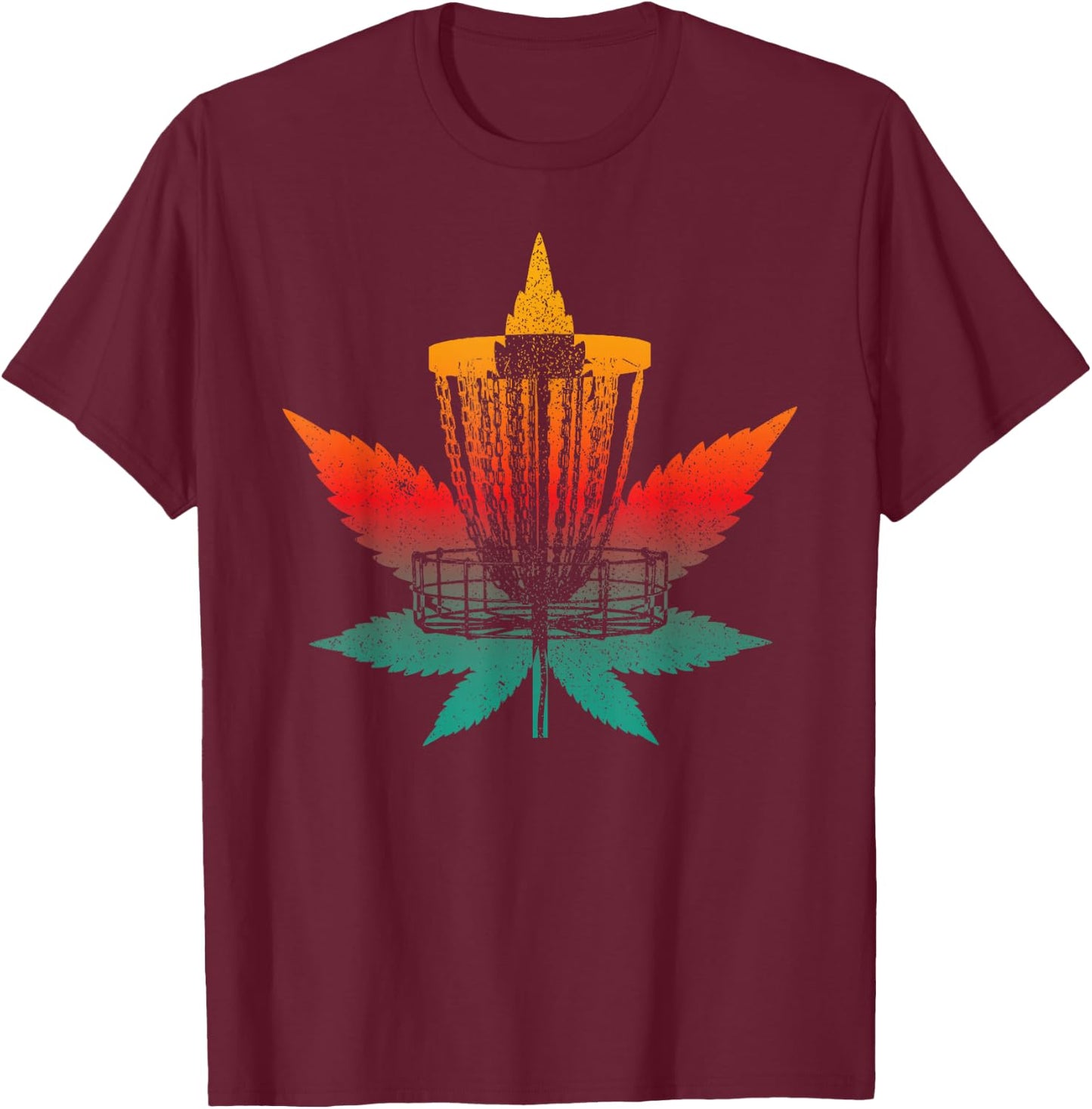 Disc Golfing Weed Marijuana Pot Smoker Disc Golf Cannabis T-Shirt - T-Shirt | Maroon