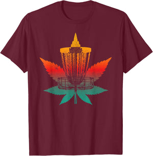 Disc Golfing Weed Marijuana Pot Smoker Disc Golf Cannabis T-Shirt - T-Shirt | Maroon