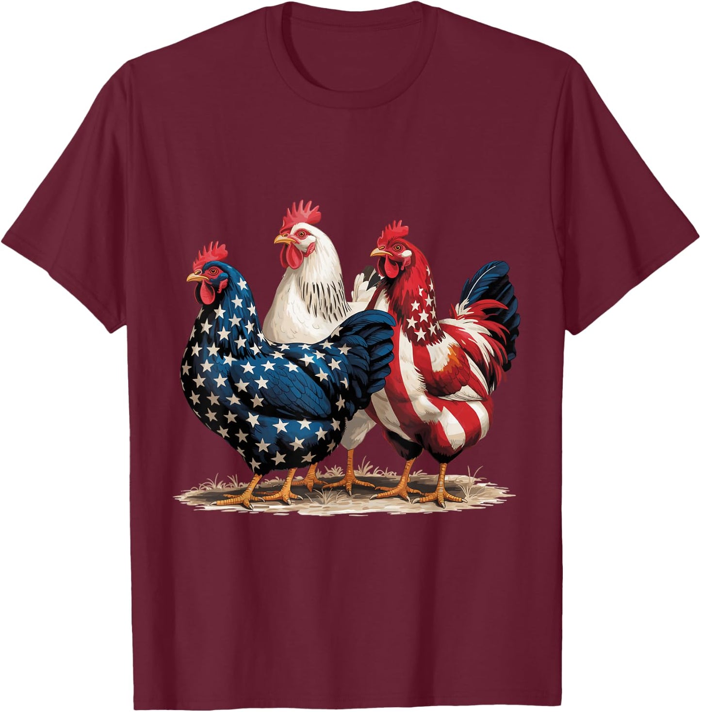 4th of July Patriotic Rooster Red White Blue Chicken Kids T-Shirt - T-Shirt | Maroon