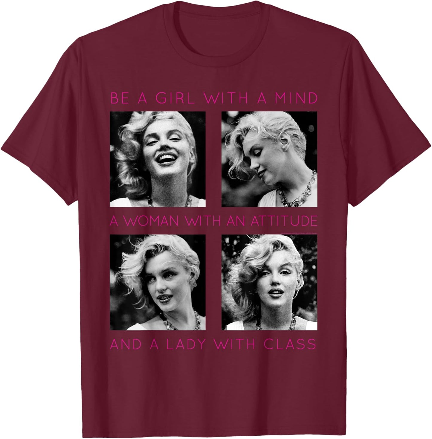 Marilyn Monroe Lady with Class Small T-Shirt - T-Shirt | Maroon