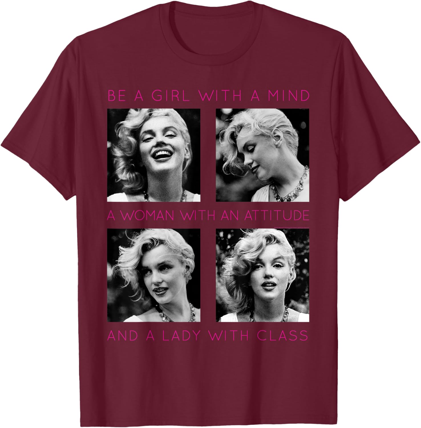 Marilyn Monroe Lady with Class Small T-Shirt - T-Shirt | Maroon