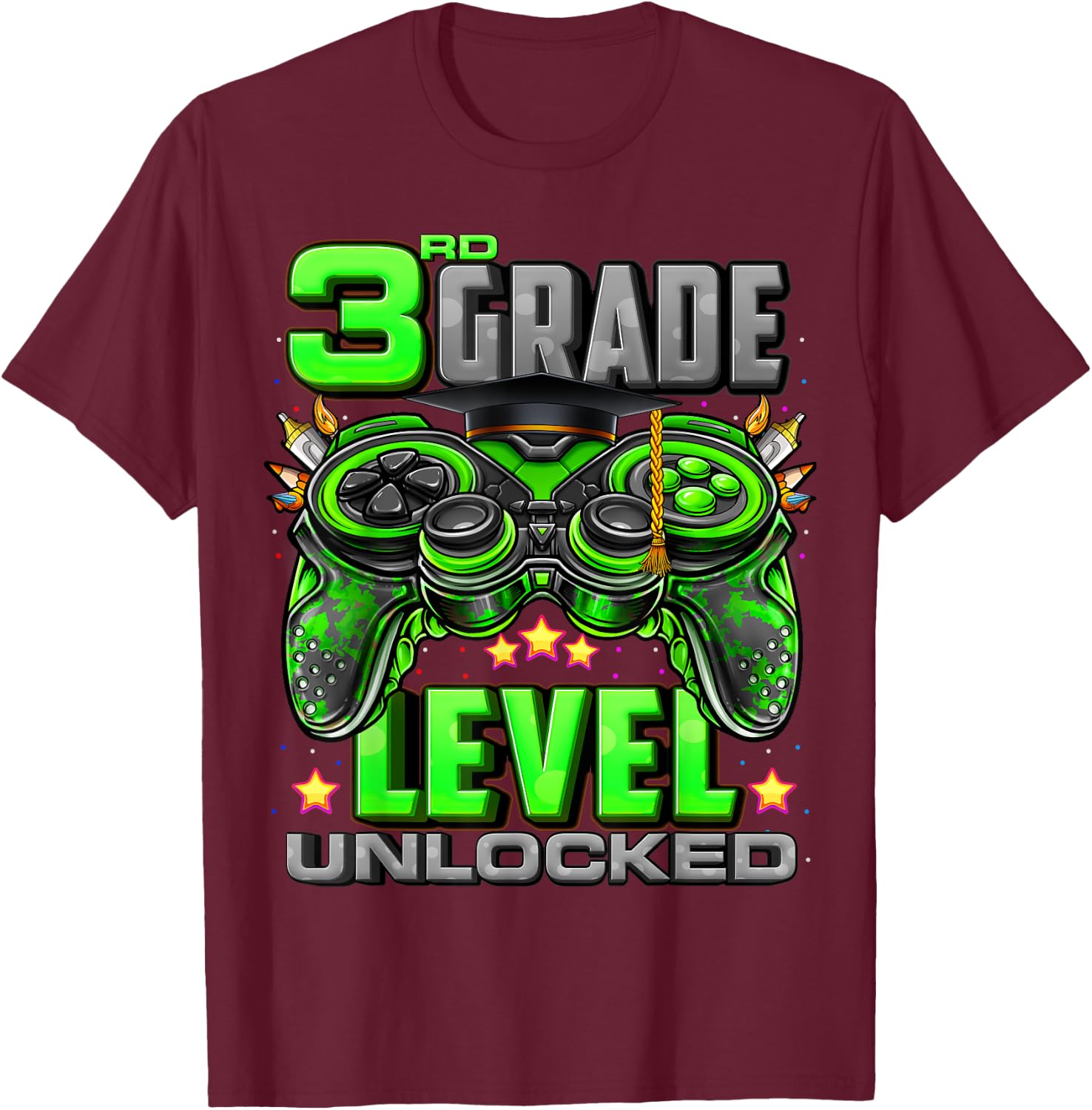 3rd Grade Level Unlocked Back To School 3rd Grade Boys T-Shirt - T-Shirt | Maroon