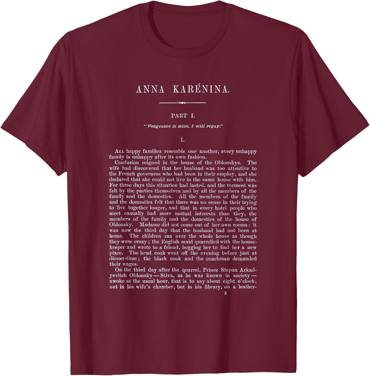 Anna Karenina Leo Tolstoy First Page T-Shirt - T-Shirt | Maroon