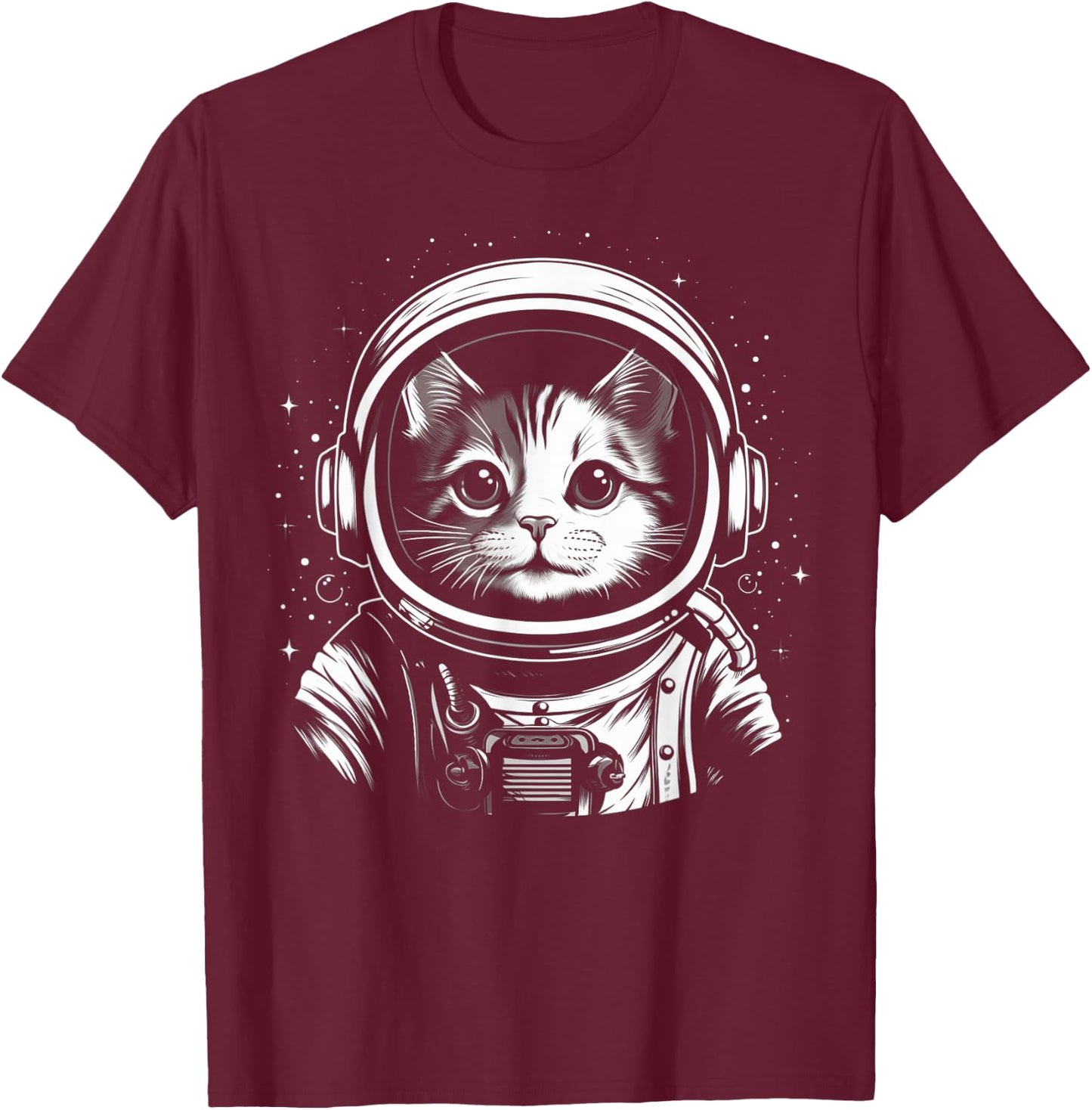 Astronaut Cat Shirt Kids Space Cat Astronaut Cat Mom Cat Dad T-Shirt - T-Shirt | Maroon