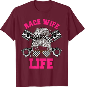 Race Wife Life Dirt Track Racing Racer Bike Car MX T-Shirt - T-Shirt | Maroon