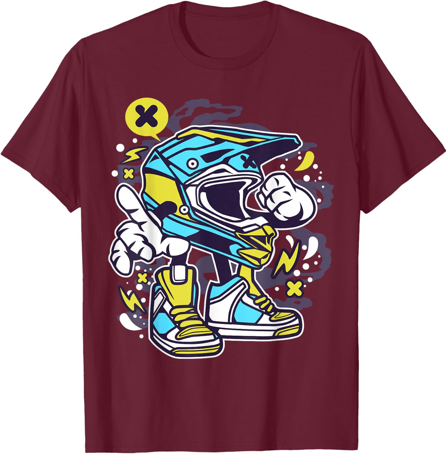 Supermoto Motocross Supermotard Enduro Leg Helmet T-Shirt - T-Shirt | Maroon