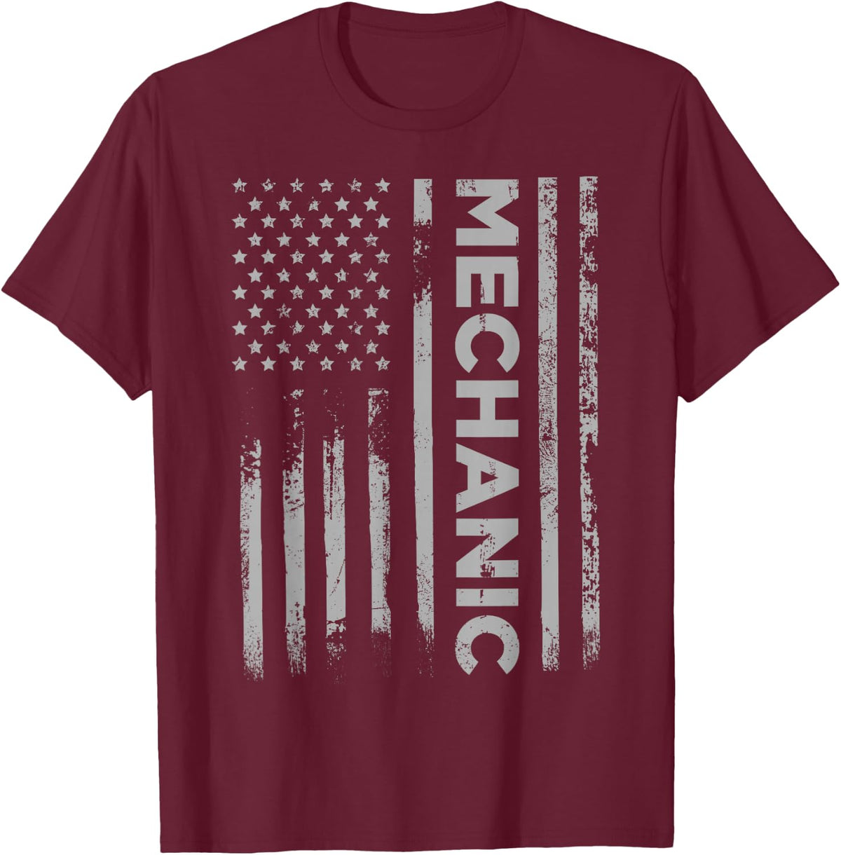 Mechanic American Flag Men Patriotic Car Mechanic USA Flag T-Shirt - T-Shirt | Maroon