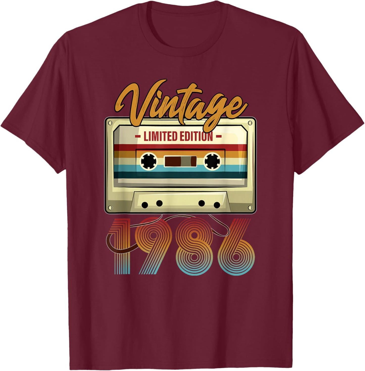 Vintage 1986 39th Birthday Cassette Tape Women B-Day T-Shirt - T-Shirt | Maroon