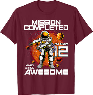 12th Birthday Astronaut 12 Years Old Outer Space Birthday T-Shirt - T-Shirt | Maroon