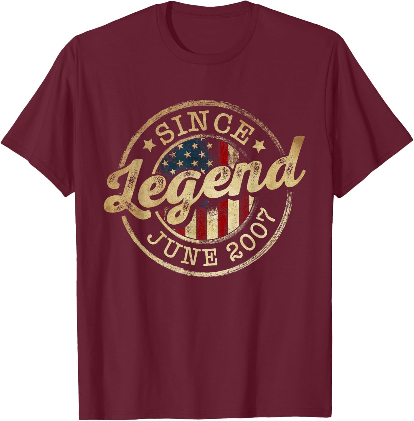 Legend Since June 2007 Vintage 19th Birthday Classic T-Shirt - T-Shirt | Maroon