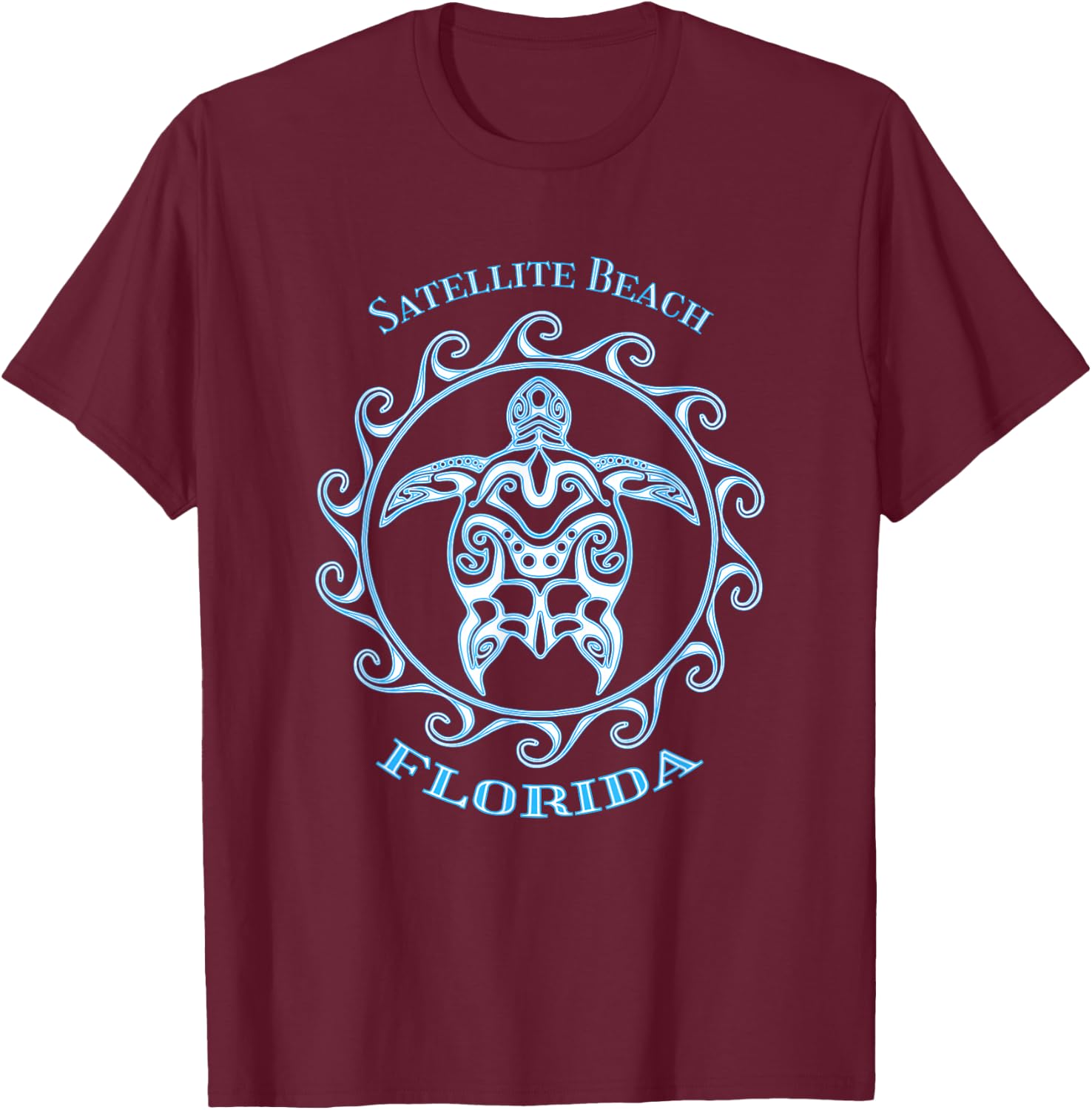 Satellite Beach Florida Tribal Sea Turtle Summer T-Shirt - T-Shirt | Maroon