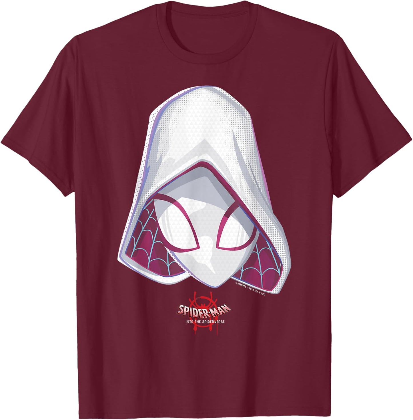 Marvel Spider-Gwen Spiderverse Mask Graphic Small T-Shirt - T-Shirt | Maroon