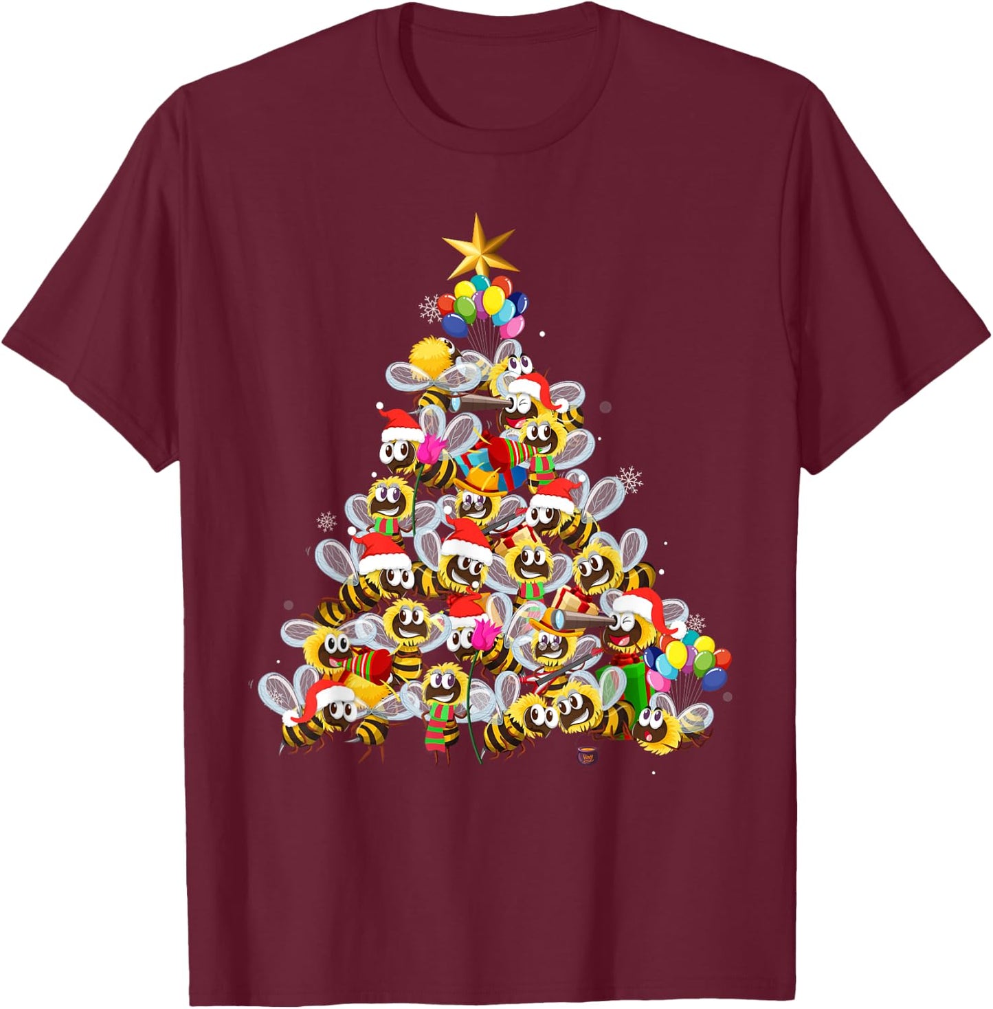 Bees Tree Christmas Sweater Xmas Gifts for Bees Lover T-Shirt - T-Shirt | Maroon