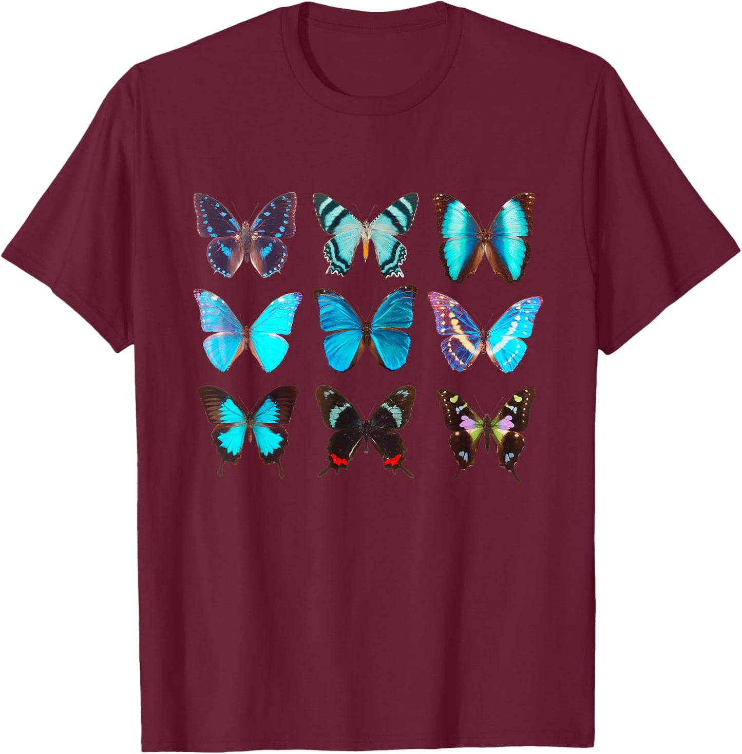 Butterfly Lover Colorful Butterflies Entomologist Science T-Shirt - T-Shirt | Maroon