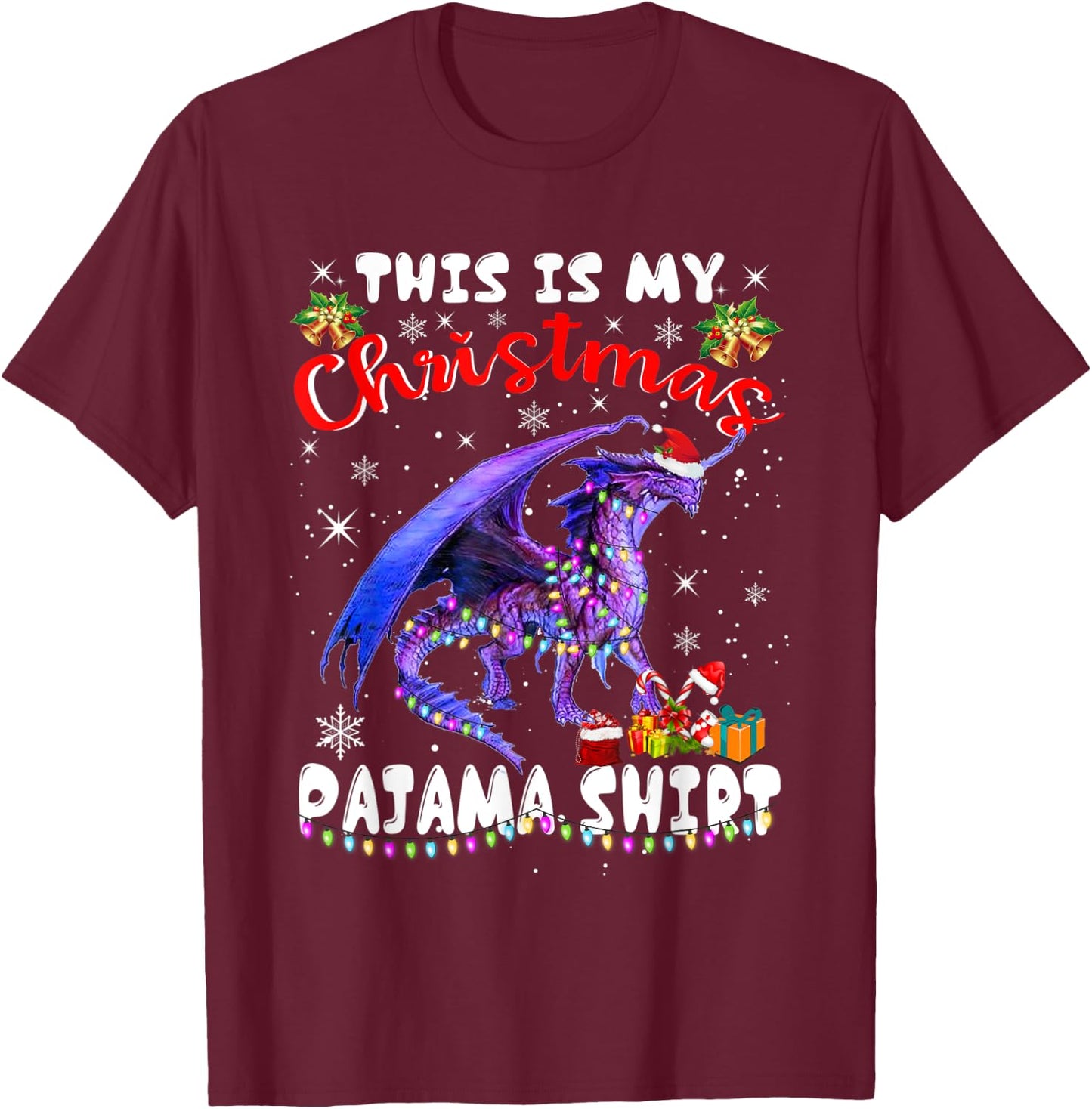 This Is My Christmas Pajama Shirt Dragon Matching Family Boy T-Shirt - T-Shirt | Maroon
