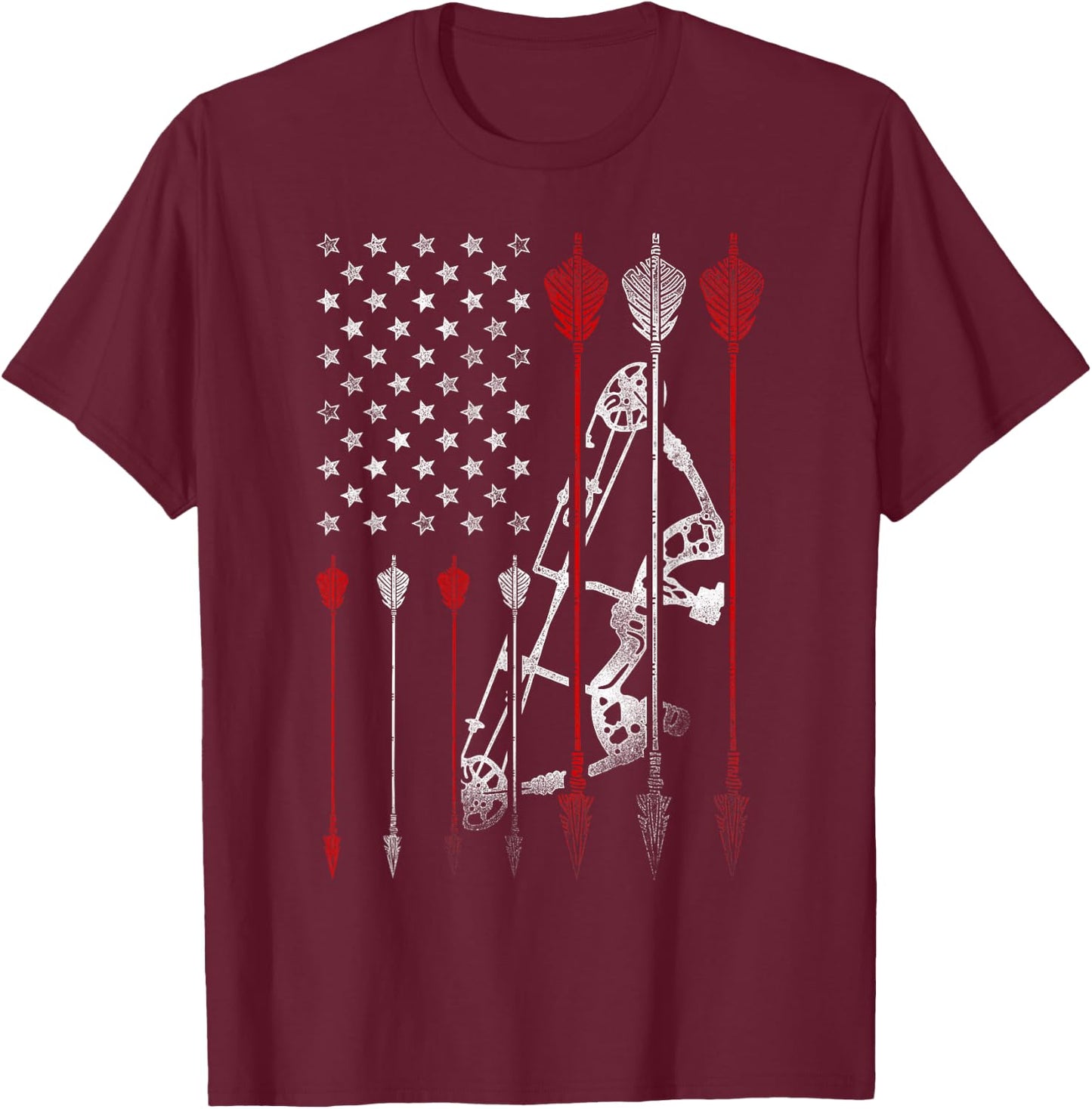 Archery Archer Usa American Flag Vintage Arrow Compound Bow T-Shirt - T-Shirt | Maroon