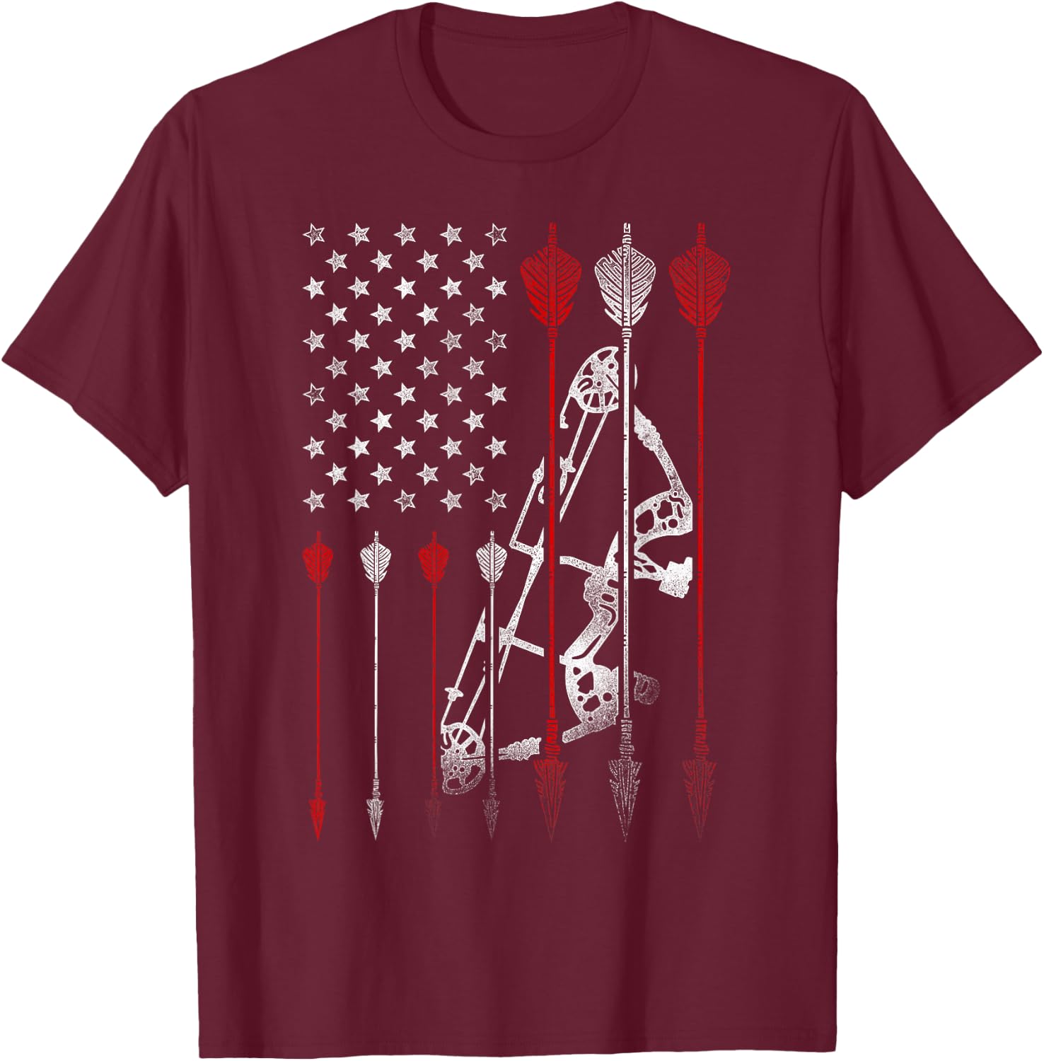 Archery Archer Usa American Flag Vintage Arrow Compound Bow T-Shirt - T-Shirt | Maroon