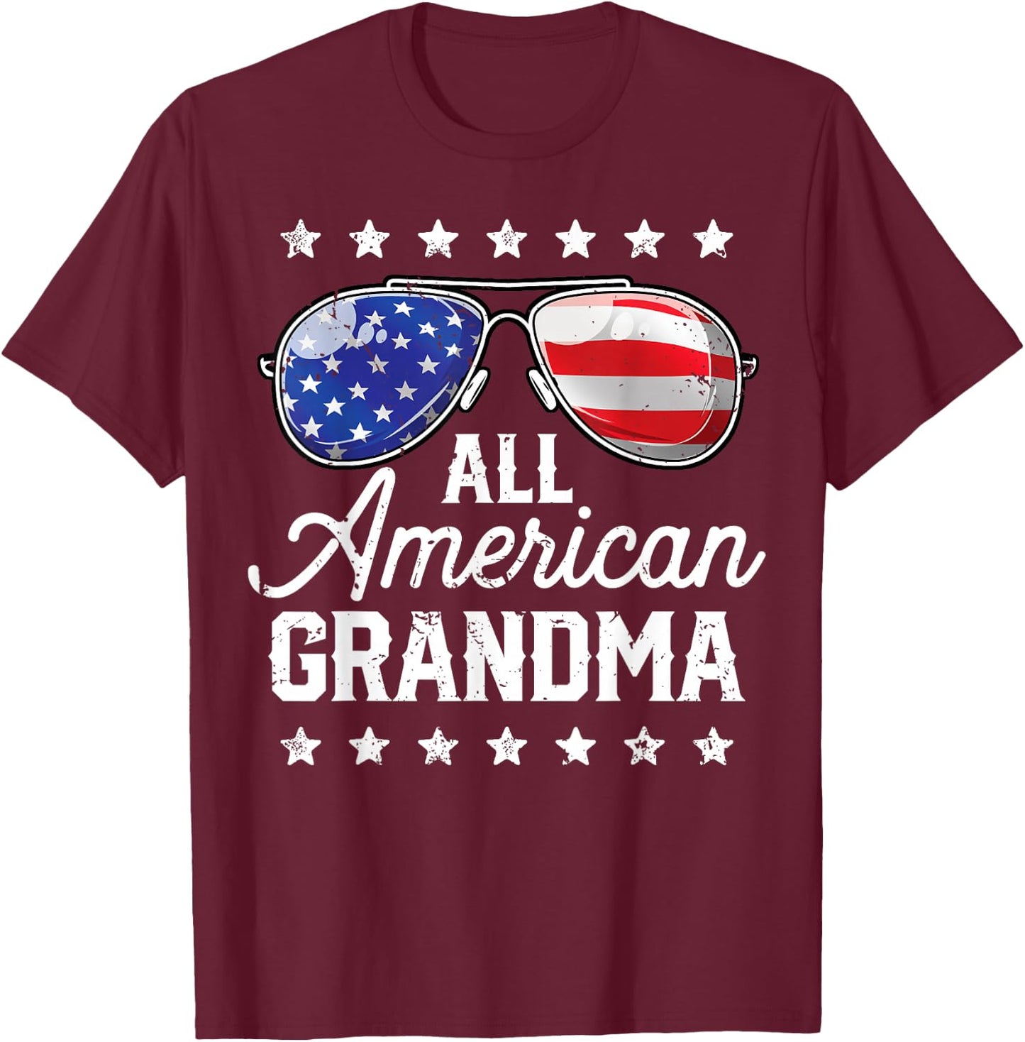 All American Grandma 4th of July Family Matching Sunglasses T-Shirt - T-Shirt | Maroon