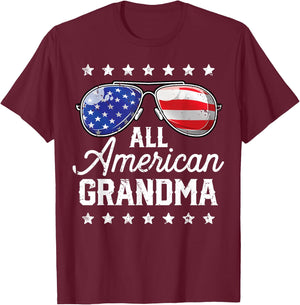 All American Grandma 4th of July Family Matching Sunglasses T-Shirt - T-Shirt | Maroon