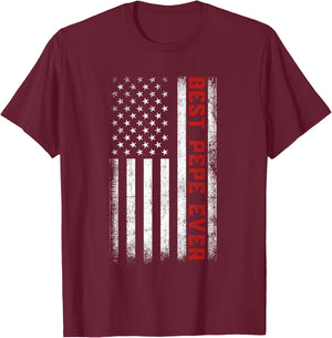 Best Pepe Ever American Flag Patriotic Pepe Father's Day T-Shirt - T-Shirt | Maroon