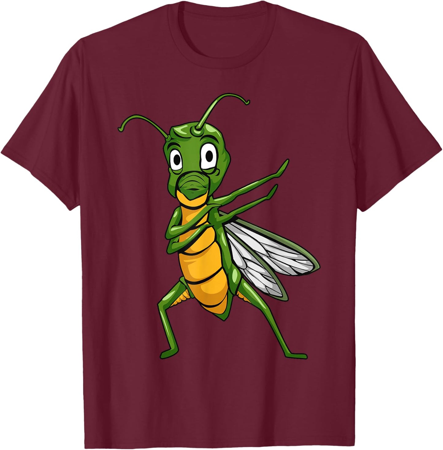 Funny Grashopper Dabbing Hopper Insect Lover Men Women Kids T-Shirt - T-Shirt | Maroon