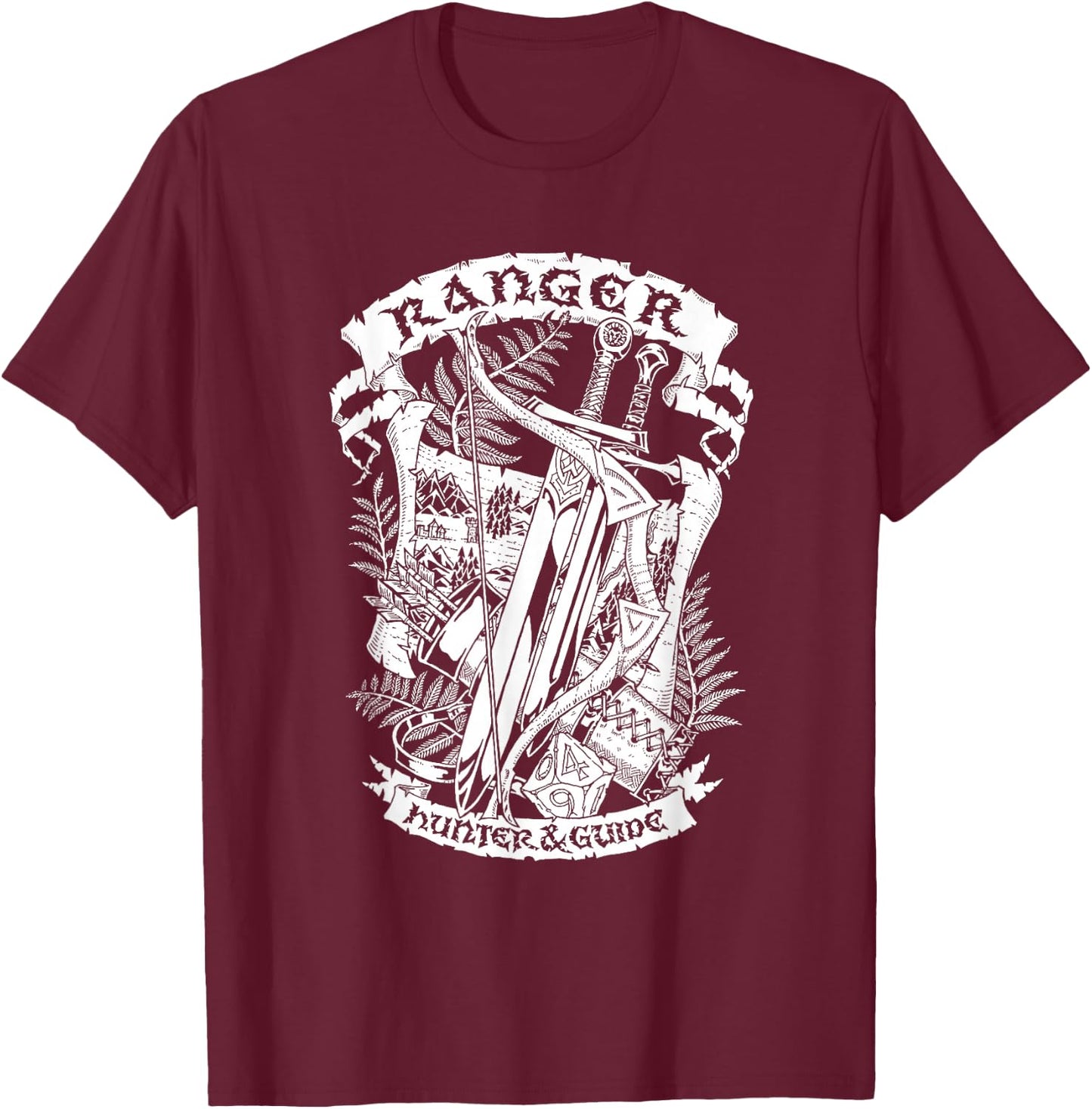 Fantasy Role-Playing Game (RPG) Ranger T-Shirt - T-Shirt | Maroon