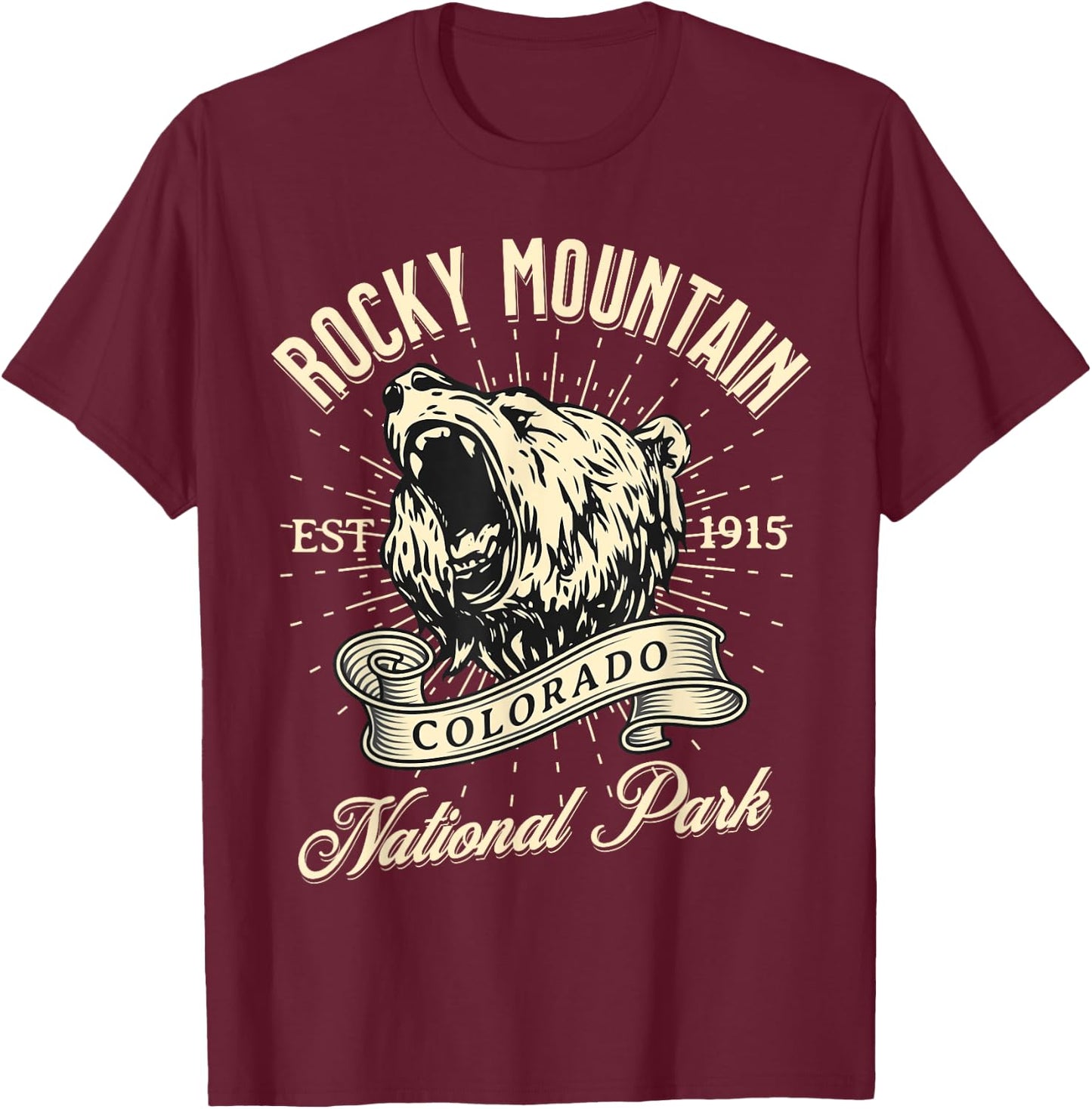 Rocky Mountain National Park Colorado Bear Hike Outdoors T-Shirt - T-Shirt | Maroon