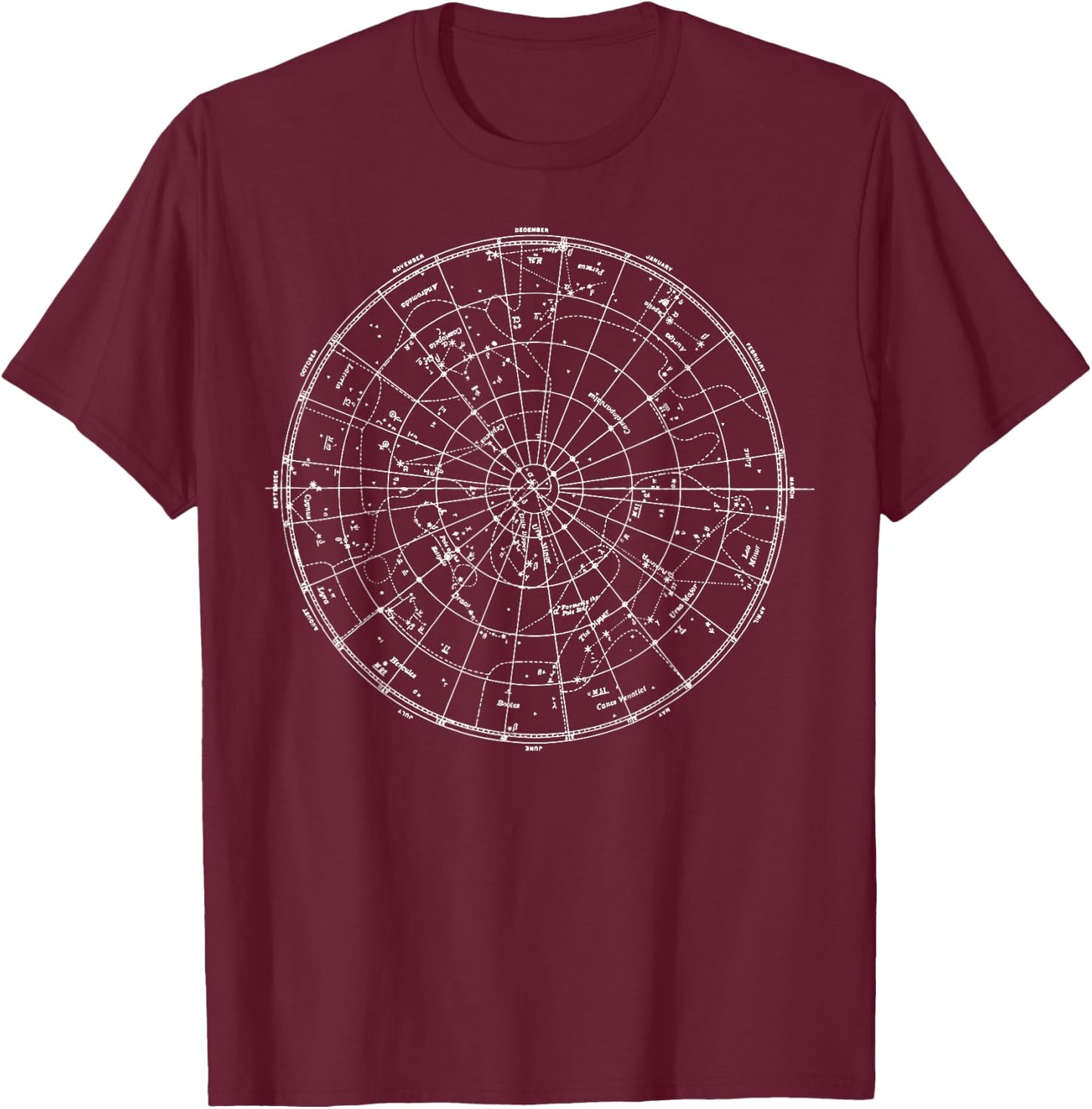 Vintage Diagram Star Chart Map Night Sky Blueprint Space T-Shirt - T-Shirt | Maroon