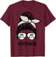 Husky Mom messy bun hair glasses, Siberian Huskies Mama T-Shirt - T-Shirt | Maroon