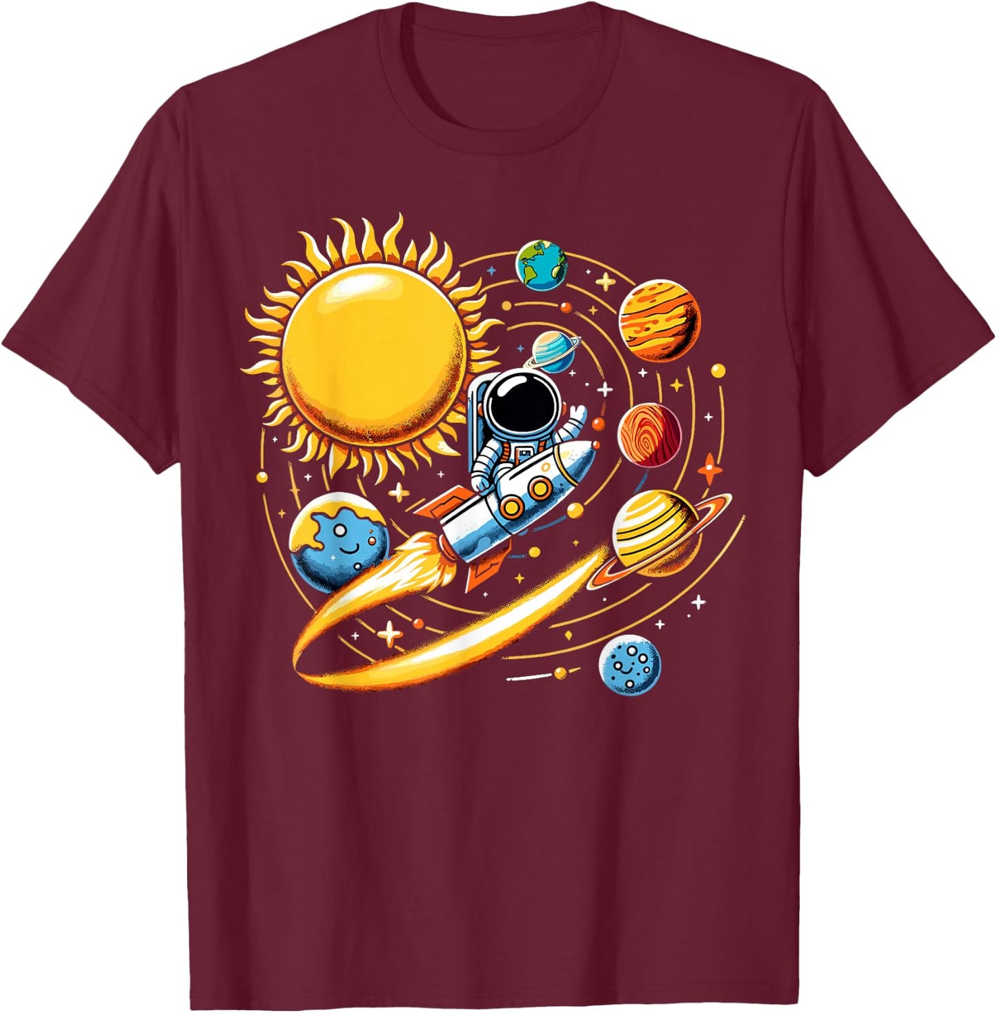 Solar System Planets Science Space Astronaut T-Shirt - T-Shirt | Maroon