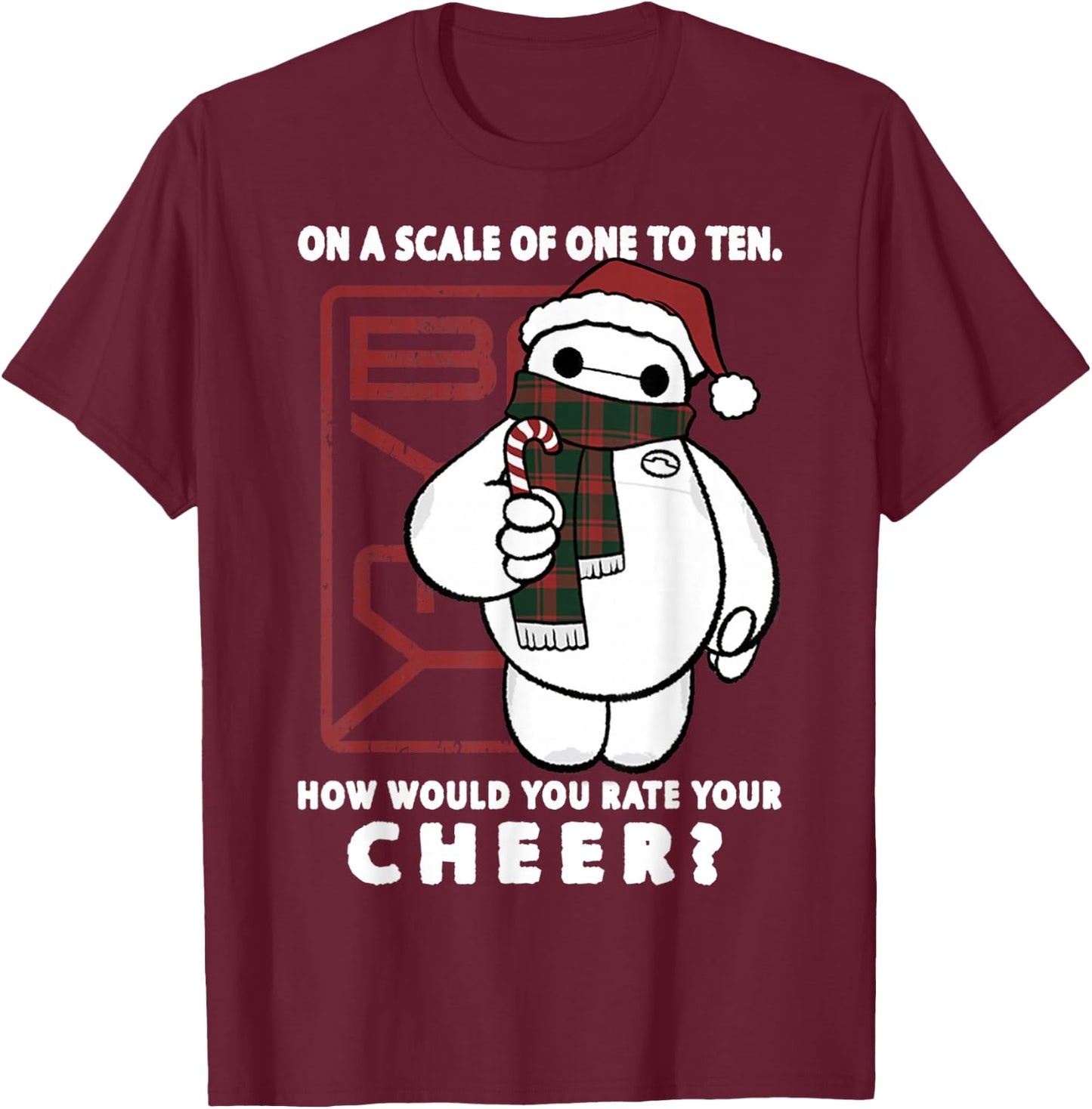 Disney Big Hero Baymax How Would You Rate Your Cheer T-Shirt - T-Shirt | Maroon