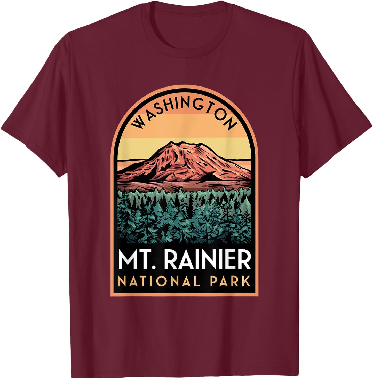 Mount Rainier National Park T-Shirt - T-Shirt | Maroon