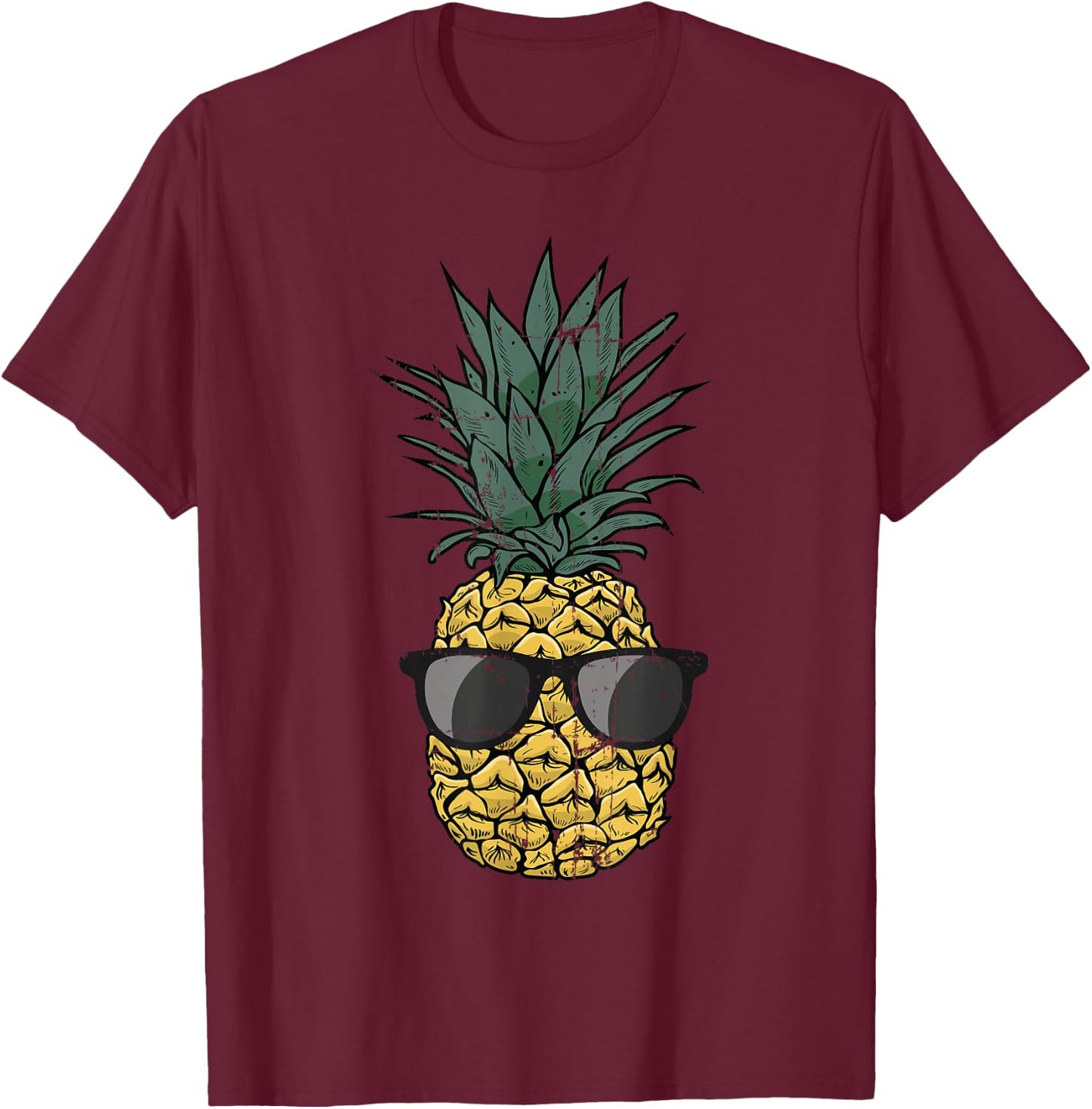 Vintage Pineapple T Shirt Cute fruit Food Clothing Pajama T-Shirt - T-Shirt | Maroon