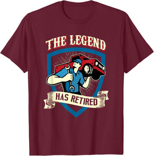 The Legend Has Retired Auto Mechanic Retirement Gift T-Shirt - T-Shirt | Maroon