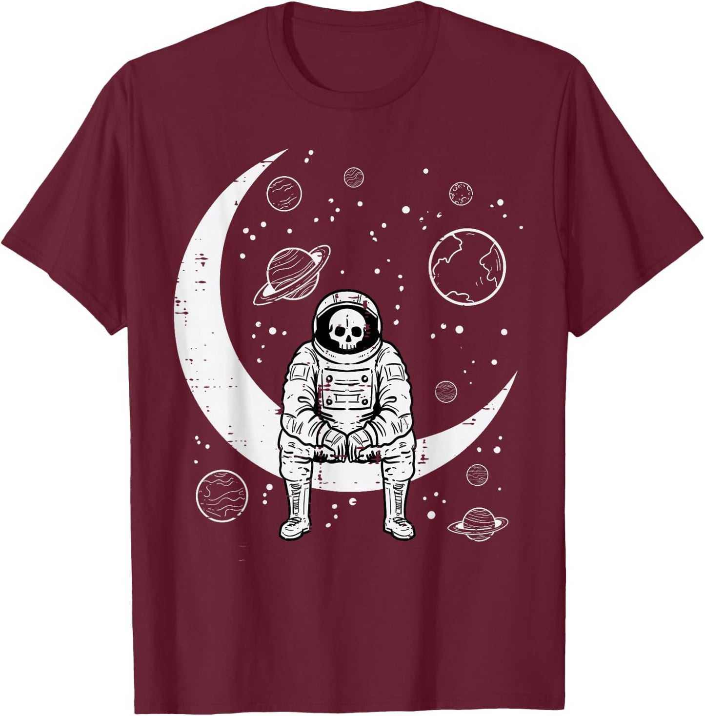Halloween Skeleton Astronaut Fun Costume Men Women Kids Boys T-Shirt - T-Shirt | Maroon
